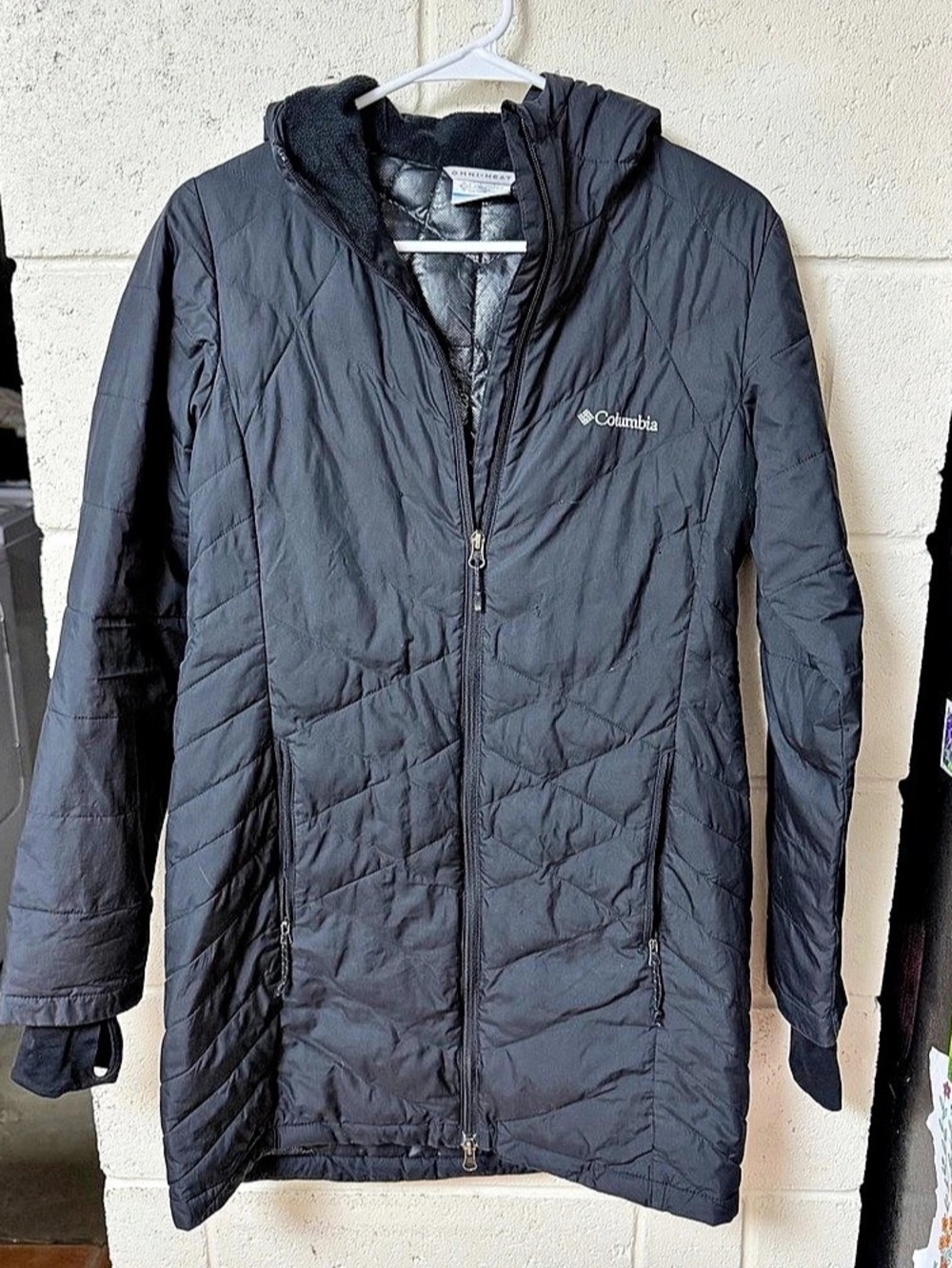 Columbia Omni-Heat Women's Long Hooded Jacket Puffer Black Small